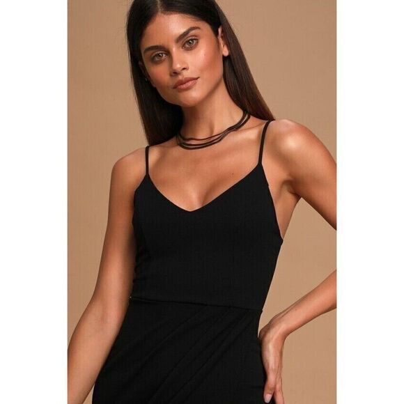 Lulu's Dress Black Forever Your Girl  Bodycon Stretch Size Small - Picture 3 of 7